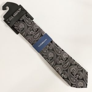 🆕 CROFT & BARROW Men's Tie - Black/Silver Paisley
